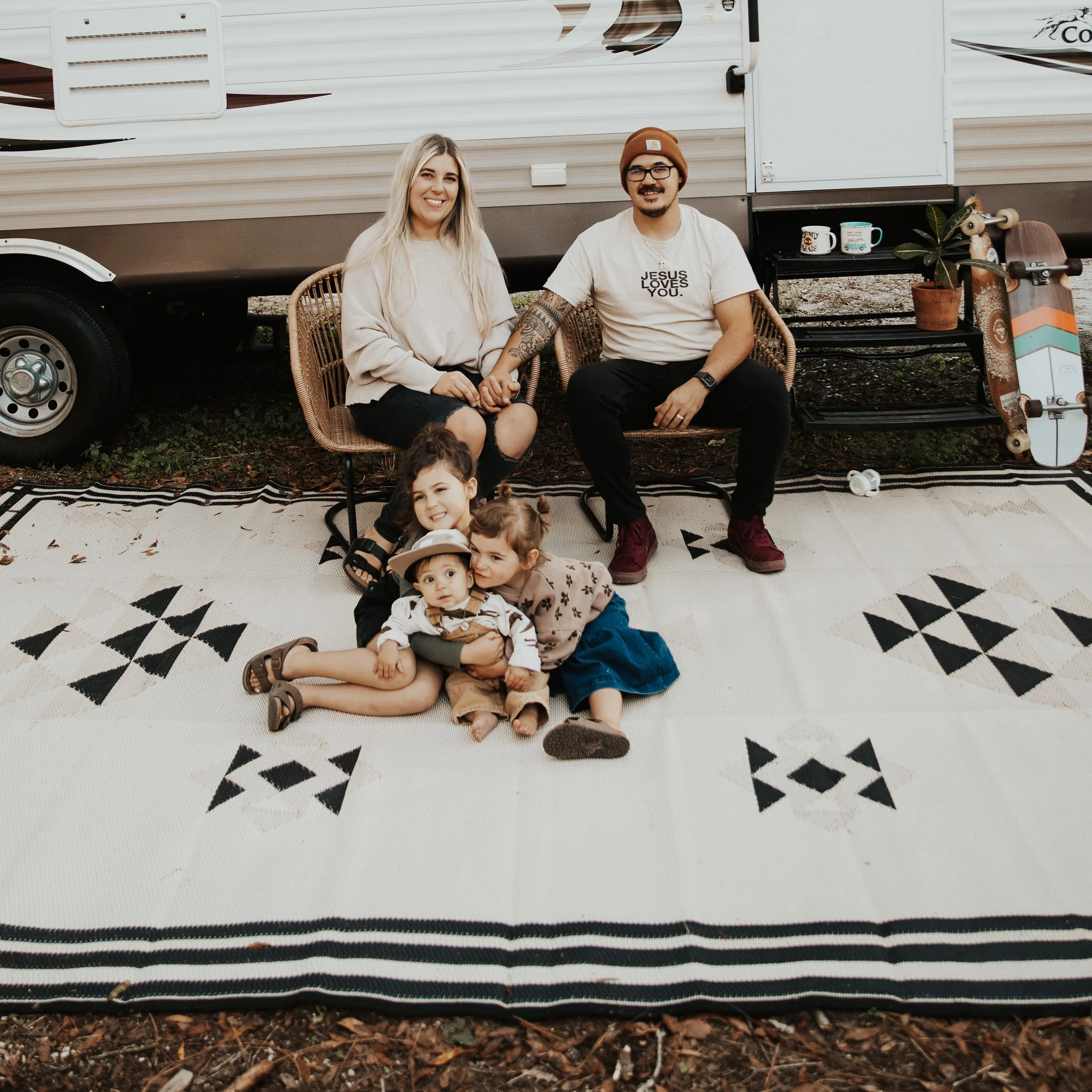 9' x 12' Black and Doeskin Boho RV and Camping Rug — Glamplife